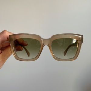 CELINE Beige Nude Sunglasses Green Tinted Lens